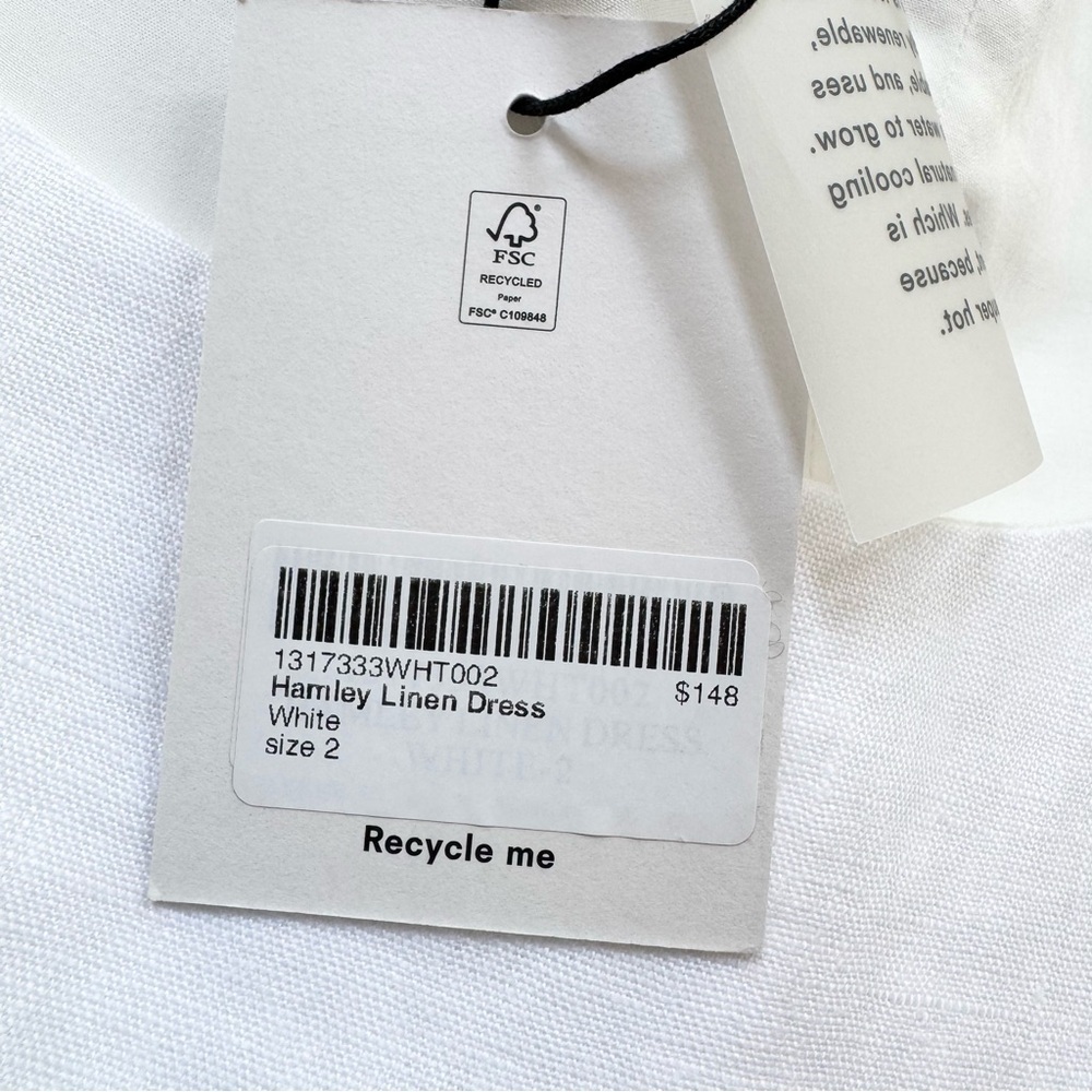 NWT Reformation Hamley Linen Mini Dress White 2 - Picture 8 of 16